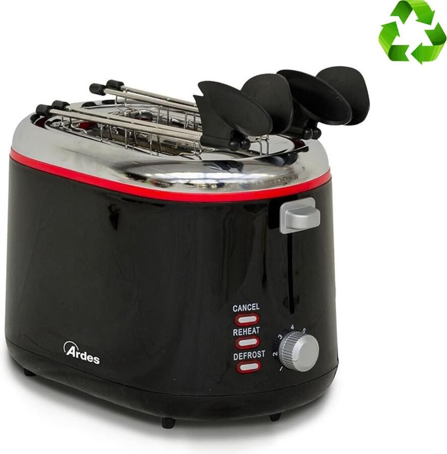 Hometech Luxe Broodrooster – Met Tostiklemmen – 3 Programma s – 6 Standen – Kruimellade – Compact Design – 800W – Automatische Uitschakeling Zwart