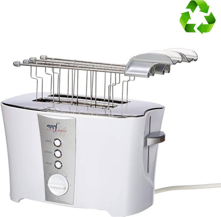 Hometech Professioneel Broodrooster – Met Tostiklemmen – Verwarmen & Ontdooien Met Kruimellade – 7 Standen – Compact Design – 600W – Wit