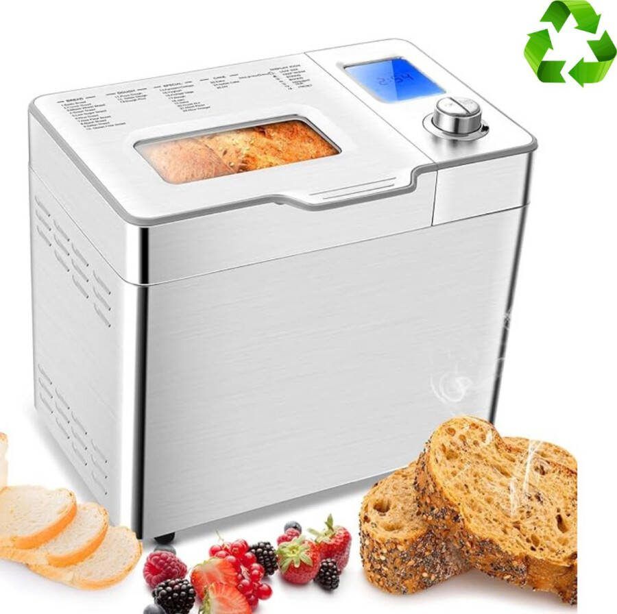 Hometech Professionele Broodbakmachine – Automatisch – 25 Programma s – 500-1000 g – 550W – Zilver