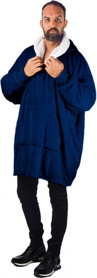 Homever o Comfort Blanket Hoodie Deken – Blauw – Fleece hoodie plaid met mouwen – Oversized knuffeltrui voor heren en dames