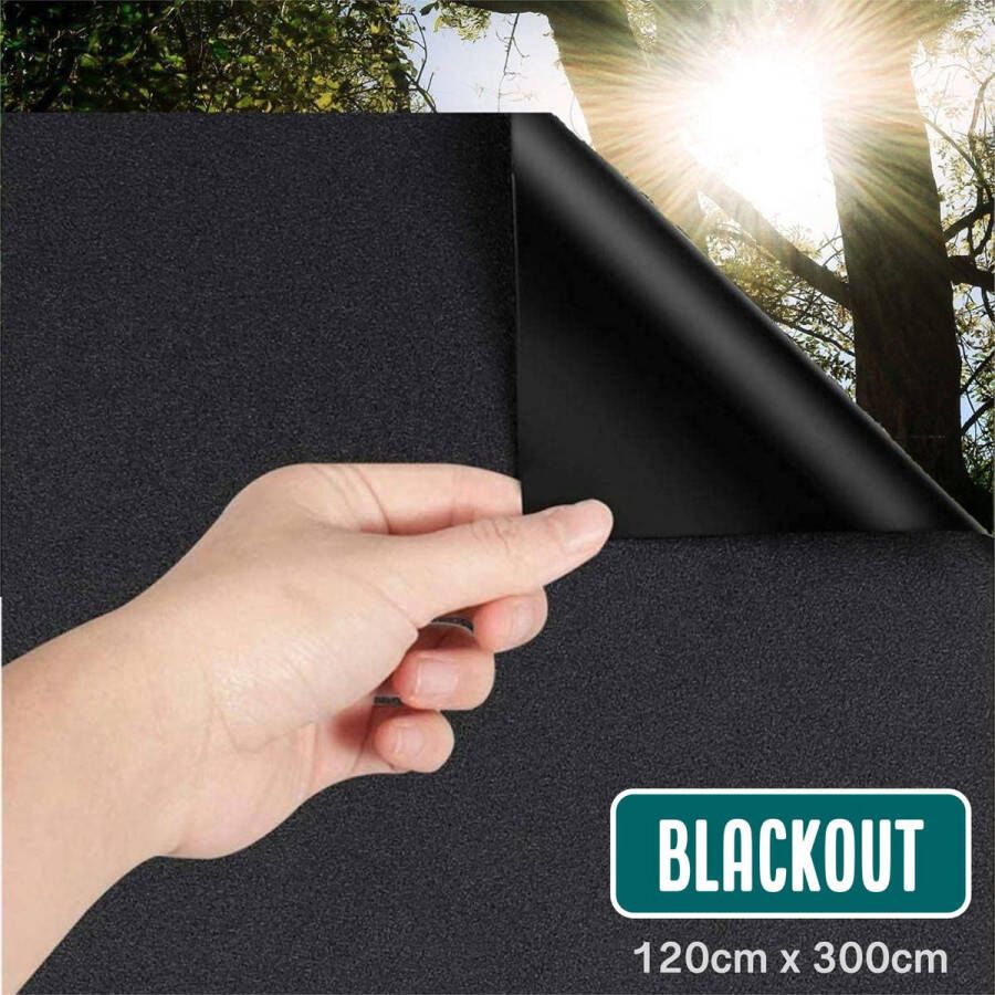 Homewell Verduisteringsdoek 120x300cm Raamfolie Verduisterend Blackout Anti Inkijk Isolerend en Zonwerend Herbruikbaar Statisch – Zwart