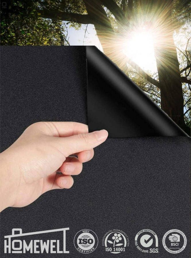 Homewell Verduisteringsdoek 90x200cm Raamfolie 100% Verduisterend Blackout Anti Inkijk Isolerend en Zonwerend Herbruikbaar Statisch – Zwart Wit