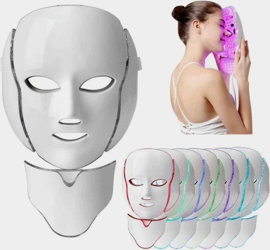 Homezie LED Masker | 7 kleuren LED lichttherapie masker | Huidverzorging | Huidverjongingsapparaat | Veilig voor alle huidtypes