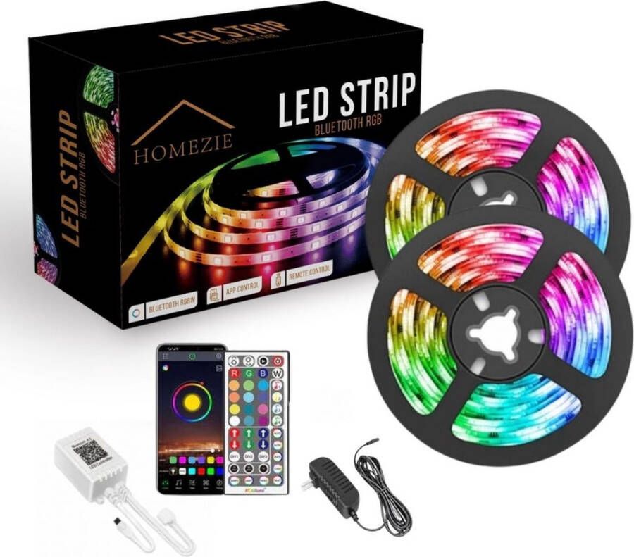 Homezie Led strip | 30 meter | Met app en afstandsbediening | RGB | Zelfklevend | 30 leds per m | Led light strip | Led lights | Led strips | Ledstrip