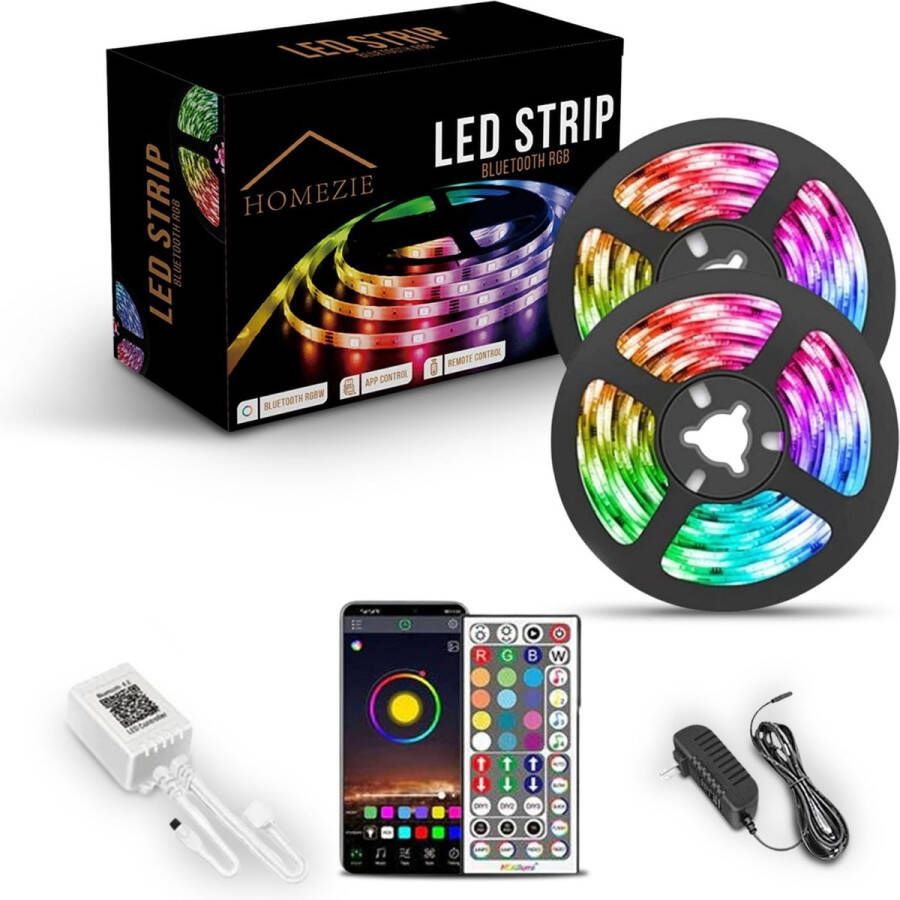 Homezie Led strip 40 meter Met app en afstandsbediening RGB Zelfklevend 30 leds per m Led light strip Led lights Led strips Ledstrip