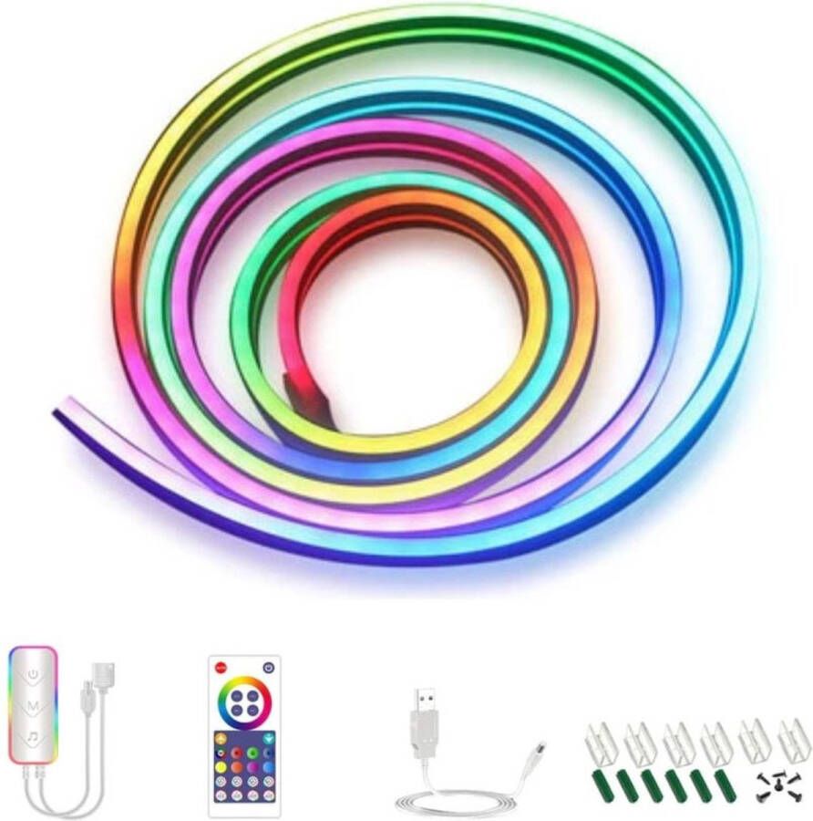 Homezie LED Strip Neon RGB 3 meter IP67 Waterproof Bluetooth App control & Afstandsbediening Neon Led strip Neon verlichting