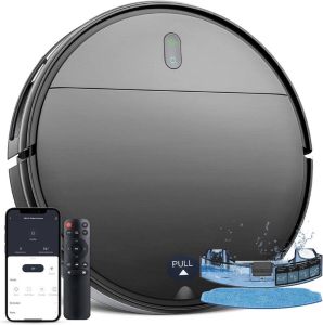Homezie Robotstofzuiger met dweilfunctie Met app & afstandsbediening Spraakbesturing Krachtige accu 2500 MAH Robotstofzuiger met laadstation Dweilrobot