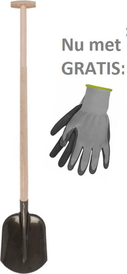 HomGar – Bats – Tuinschep – Tuinschop – Tuinbats – Gehard staal – Essenhouten steel – Blad 21 cm steellengte 100 cm Nu met GRATIS tuinhandschoenen