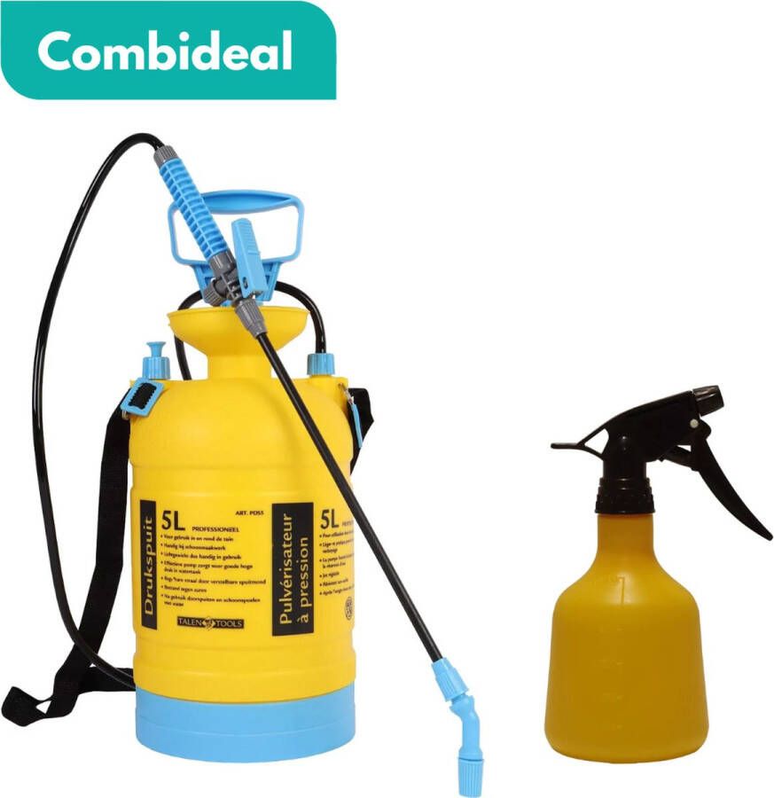 HomGar COMBIDEAL Drukspuit 5 L Vernevelaar Handsproeier Nevelspuit Plantspuit Professioneel Bestand tegen zuren chloor azijn)