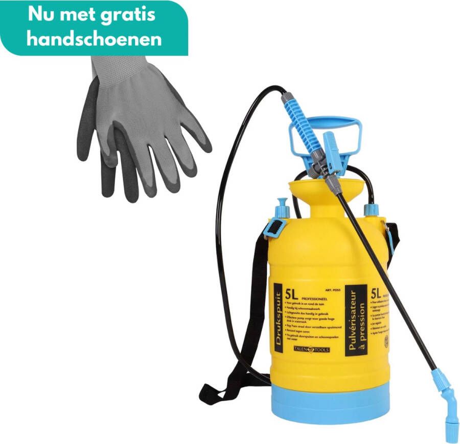 HomGar Drukspuit 5 liter PRO (bestand tegen azijn en zuren) zuurbestendig Professioneel Nu met GRATIS tuinhandschoenen