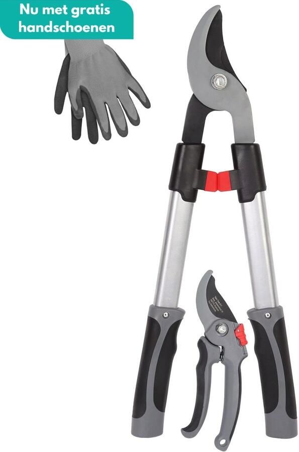 HomGar Snoeiset 2-delig Takkenschaar en snoeischaar Koolstofstaal Hoogwaardige kwaliteit Met GRATIS handschoenen