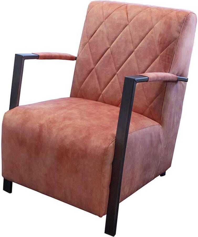 HomingXL Industriële fauteuil Isabella | velours Adore roze 166 | 65 cm breed