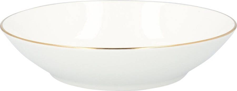Homla Auro diep bord stijlvol bord voor vele interieurs keukenuitrusting servies minimalistisch design en klassieke vorm van wit porselein met gouden rand 21 cm