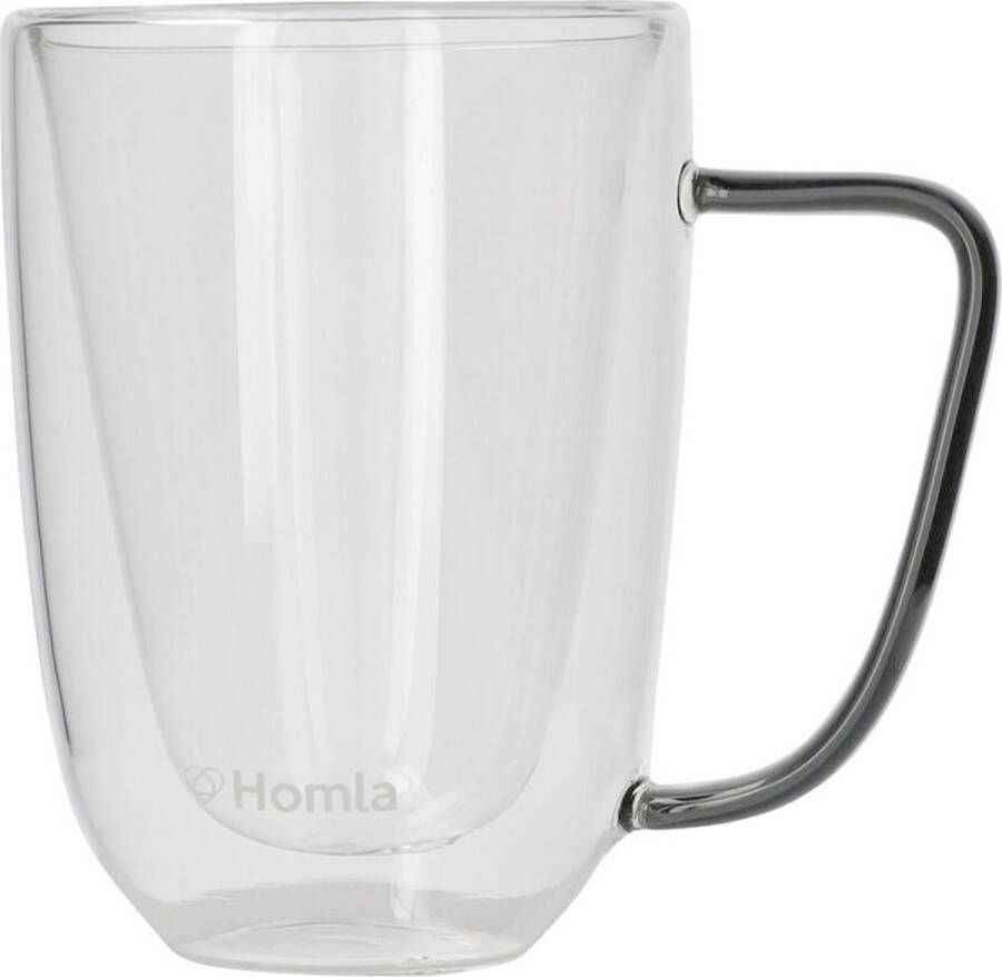 Homla Cembra dubbelwandig glas set van 2 mokken voor koffie thee latte macchiato cappuccino vaatwasmachinebestendig hoogte 9 cm hoog 0 28 l inhoud