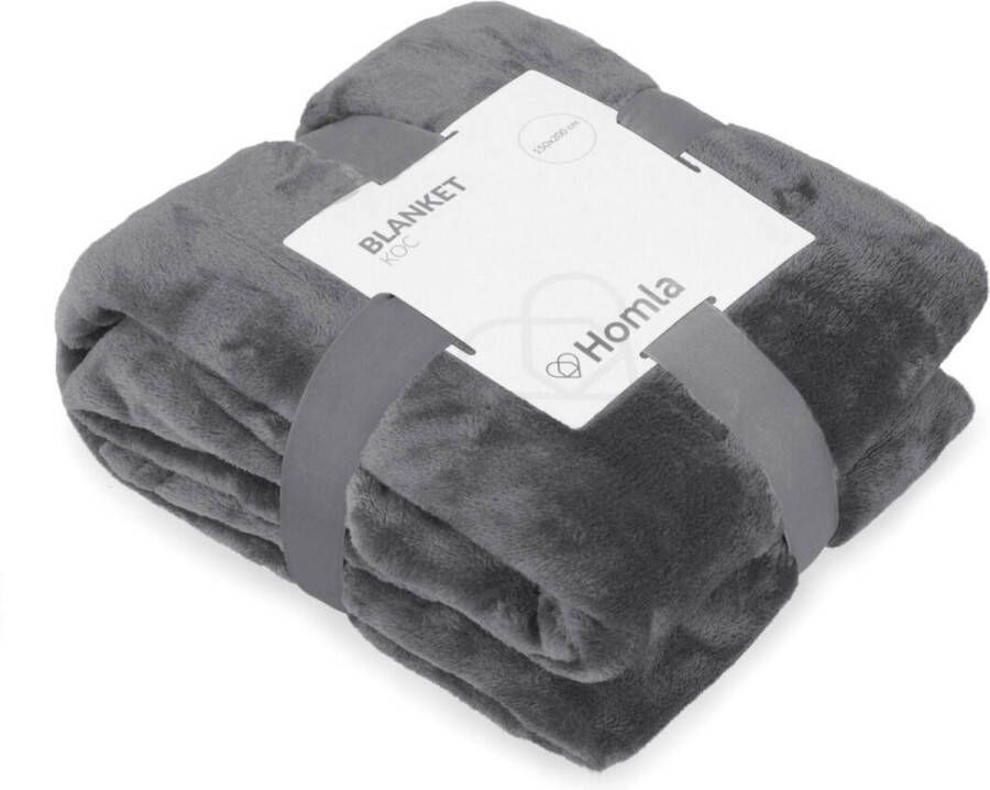 Homla grijze fleecedeken pluizig en warm voor de bank en bed gezellige deken bankdeken onderhoudsvriendelijk 150 x 200 cm grijs
