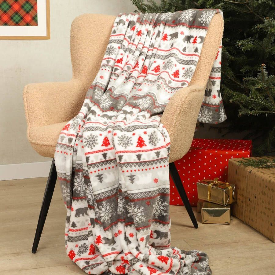 Homla Noel-deken in kerstmotief zachte deken los geweven polyestervezeldeken pluizige deken voor slaapbank knuffeldeken 150 x 200 cm met kerstmotief