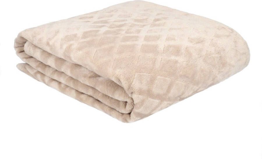 Homla Ross deken decoratief zacht aangenaam gevoel met patroon deken pluizige deken voor slaapbank voor vele interieurs 150 cm x 200 cm beige