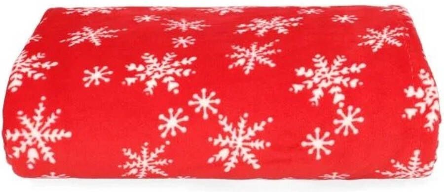 Homla Snoflockdeken met kerstmotief Warme hoes met sneeuwvlokkenprint Knuffeldeken van polyester 130 x 170 cm rood