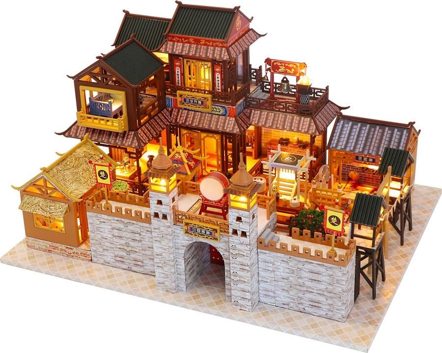 Hongda DIY Miniatuur Huisjes Modelbouwpakket Houten Modelbouw Voor Volwassenen (14+) Poppenhuis DIY Chinese Villa Life Long Love