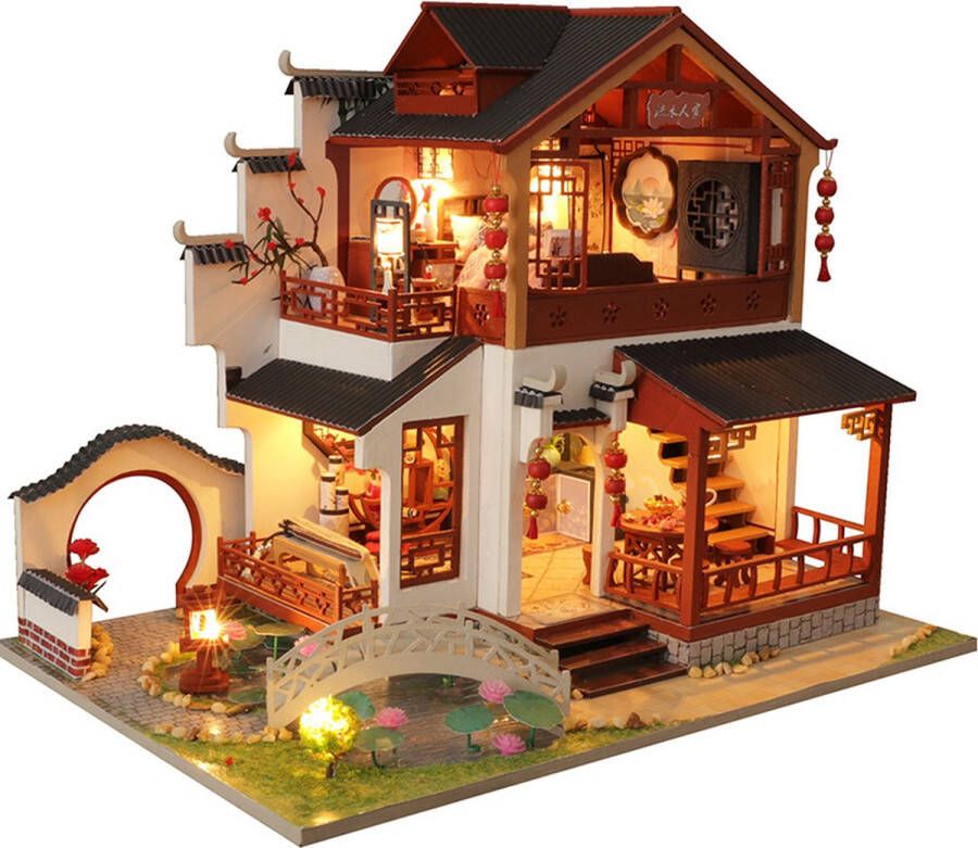 Hongda Premium Miniatuur XXL bouwpakket Voor Volwassenen (14+) Modelbouwpakket DIY Poppenhuis – incl. Led Licht en Muziek Beautiful Japan