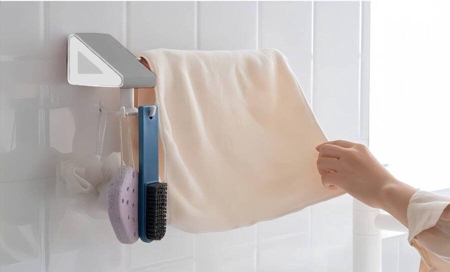 Hook Solutions Rollenhouder met 6 roterende haken (zelfklevend) Keukenrolhouder Grijs en wit