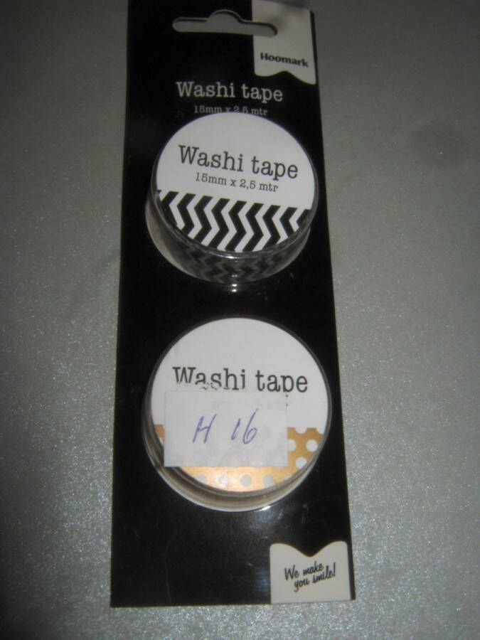 Hoomark Washi Tape 2 stuks 15mm x 2.5mtr blister