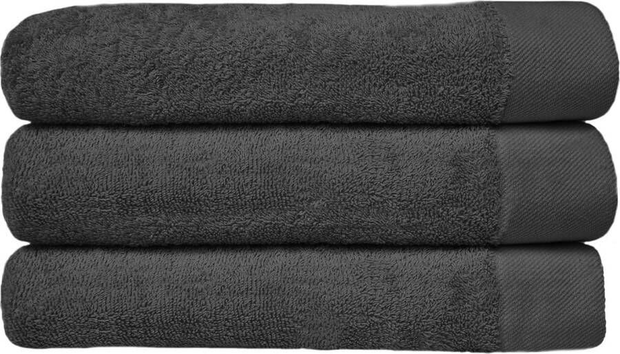 HOOMstyle Luxe Handdoek SET 3x 650grs Soft Cotton Extra dik 70x140cm – Zwart – Voordeelset 3 stuks