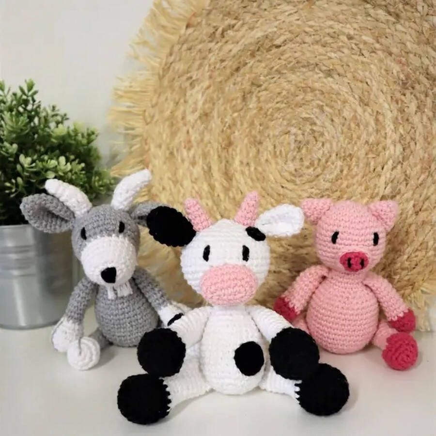 Hoooked Haakpakket FARM FRIENDS Eco Barbante Amigurumi (set van 3 verschillende)