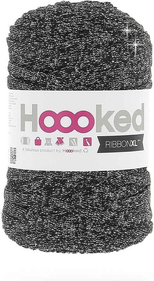 Hoooked RibbonXL garen Lurex Black Sparkle