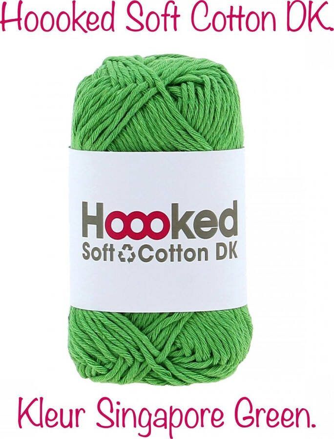 Hoooked Soft Cotton DK 50g. Singapore Green (groen)