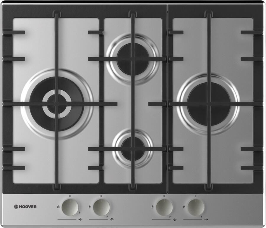 Hoover HHG6DDMX Gaskookplaat Inbouw RVS 59.5 cm 4 zones Wokbrander