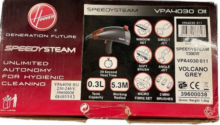 Hoover VPA4030 Speedy Steam Cleaner Stomer Prijs per stuk