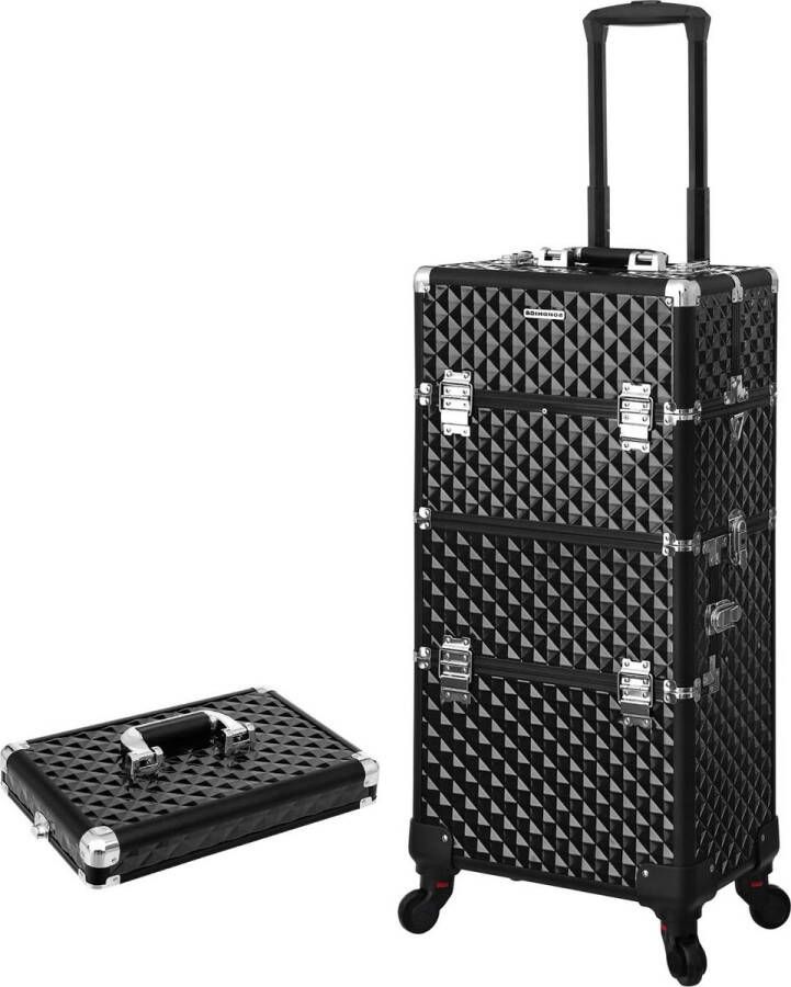 Hoppa! Cosmetische Koffer Trolley make-up koffer Zwart 36 x 23 x 75 cm