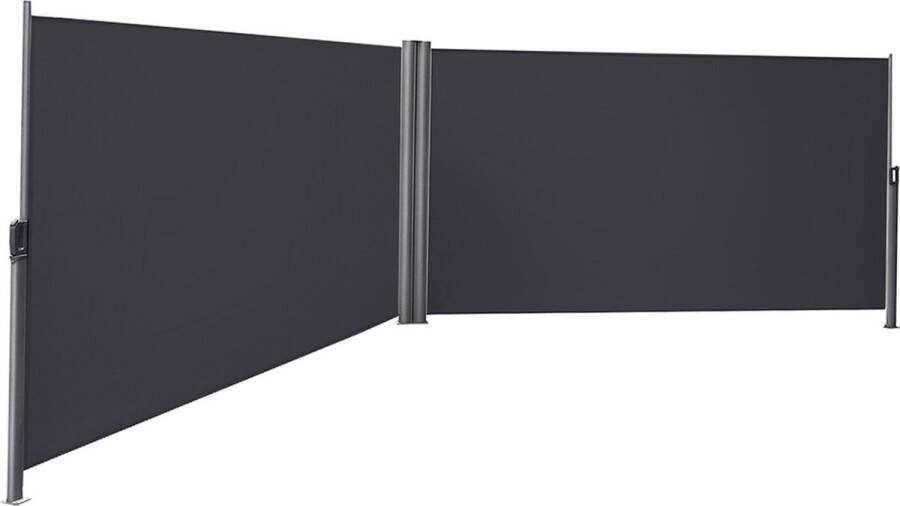 Hoppa! Tuinscherm Zijluifel Dubbel Uittrekbaar oprolbaar windscherm 160x600cm (HxB) antraciet inkijkbescherming zonwering ondoorzichtig zijrolgordijn zijmarkies privacyscherm voor balkon terras tuin