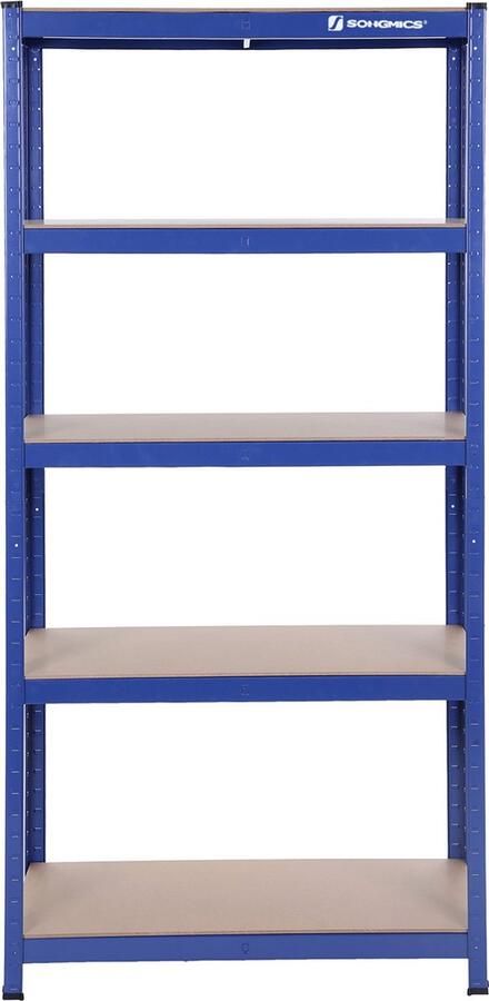 Hoppa! Magazijnstelling Opbergrek stellingkast werkplaatskast 90x40x180 cm (BxDxH) belastbaar tot 875 kg (175 kg per plank) 5 verstelbare legplanken metalen legplank zonder bouten zwaar rek kelderrek voor zwaar gebruik Blauw
