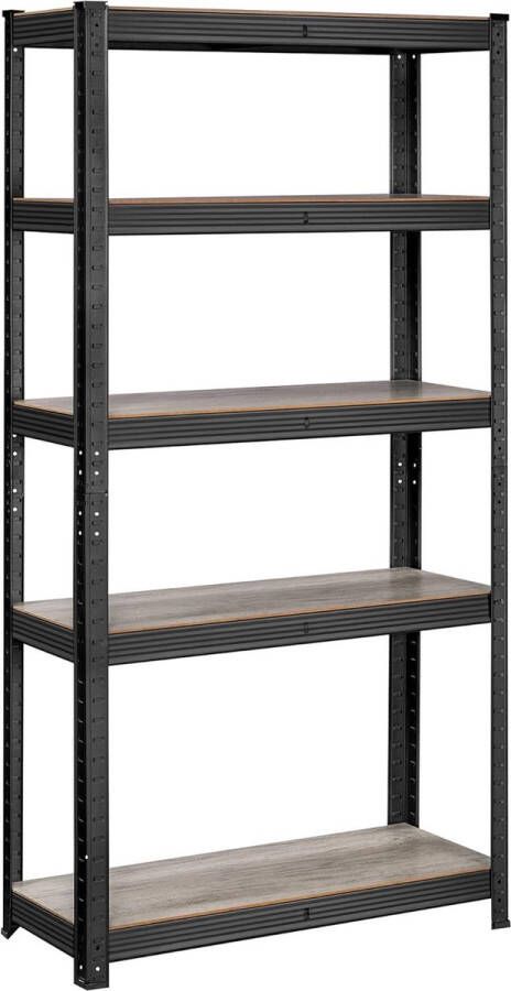 Hoppa! Magazijnstelling Opbergrek Grijs Zwart MDF staal 90 x 40 x 180 cm