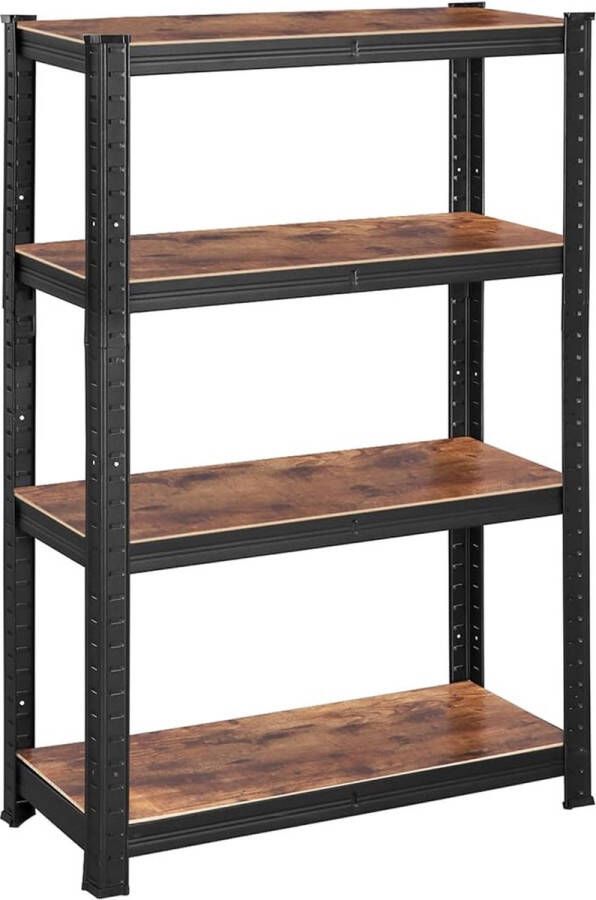 Hoppa! Magazijnstelling Opbergrek stellingkast werkplaatskast 40 x 80 x 160 cm tot 520 kg belastbaar 4 verstelbare legplanken metalen legplank zonder bouten zwaar rek kelderrek voor zwaar gebruik Bruin zwart