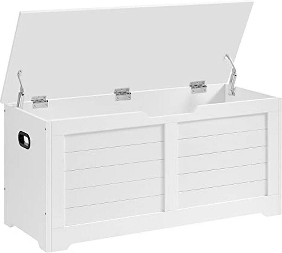 Hoppa! Schoenbank zitkist speelgoedkist opbergkast veiligheidsscharnieren modern 100 x 40 x 46 cm mat wit