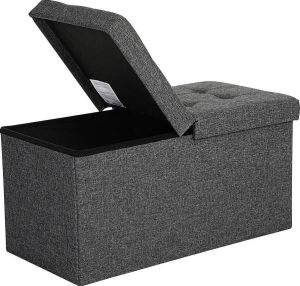 Hoppa! Songmics Vasagle Zitbank met Opbergruimte 80 L Grijs MDF 76 x 38 x 38 cm
