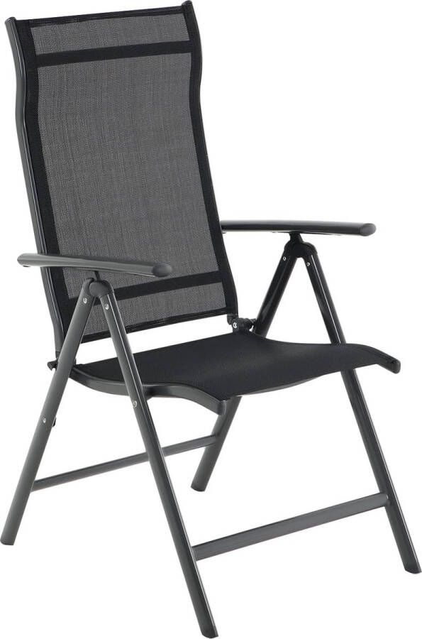 Hoppa! Tuinstoel klapstoel outdoorstoel met robuust aluminium frame rugleuning 8-traps verstelbaar tot 120 kg belastbaar zwart