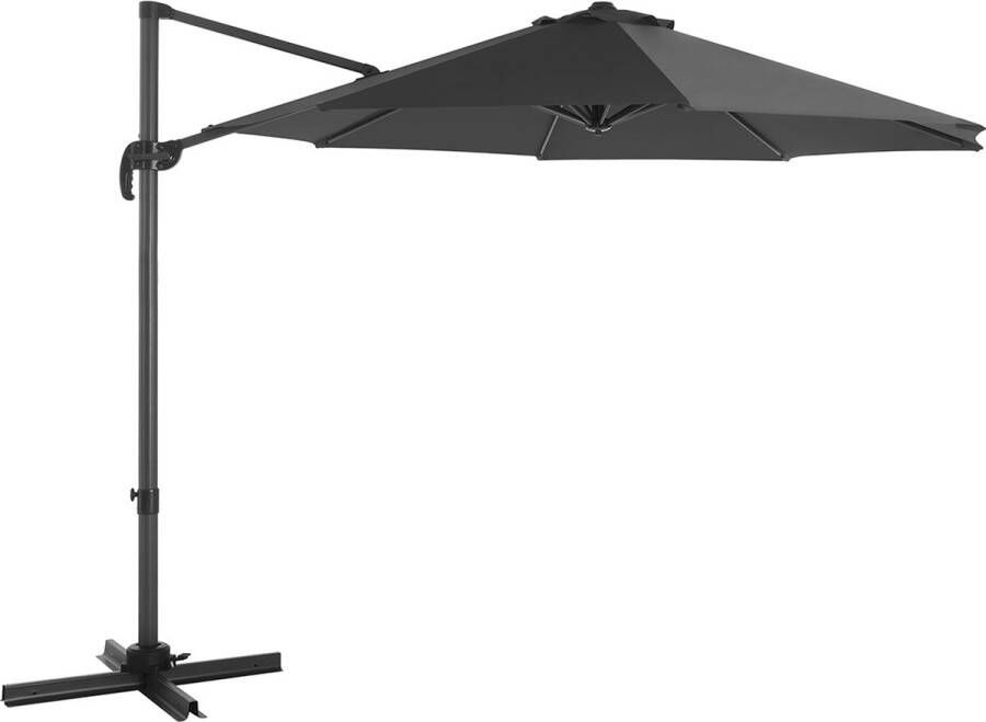 Hoppa! vrijdragende parasol voor tuinterras hangende banaanparasol zonnescherm met UPF 50+ bescherming 360° rotatie verstelbare kanteling zwengel voor openen en sluiten met voet