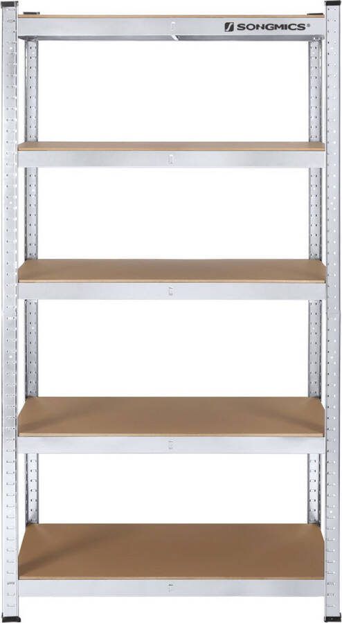 Hoppa! Magazijnstelling Opbergrek stellingkast werkplaatskast 180x90x40 cm (BxDxH) belastbaar tot 875 kg (175 kg per plank) 5 verstelbare legplanken metalen legplank zonder bouten zwaar rek kelderrek voor zwaar gebruikMetaal Hout