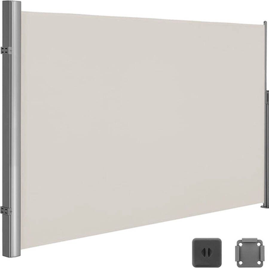 Hoppa! Tuinscherm Zijluifel Uittrekbaar oprolbaar windscherm 200x350 cm (HxB) beige inkijkbescherming zonwering ondoorzichtig zijrolgordijn zijmarkies privacyscherm voor balkon terras tuin