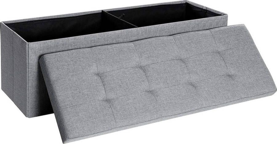 Songmics Hoppa! Zitbank met Deksel 120 L Lichtgrijs MDF 110 x 3