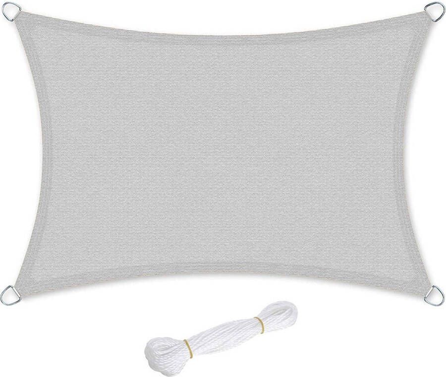 Hoppa! zonnescherm van polyetheen met hoge dichtheid (HDPE) zonwering UV-bescherming luchtdoorlatend voor tuin balkon terras; ademend waterdoorlatend 4 x 3 m lichtgrijs