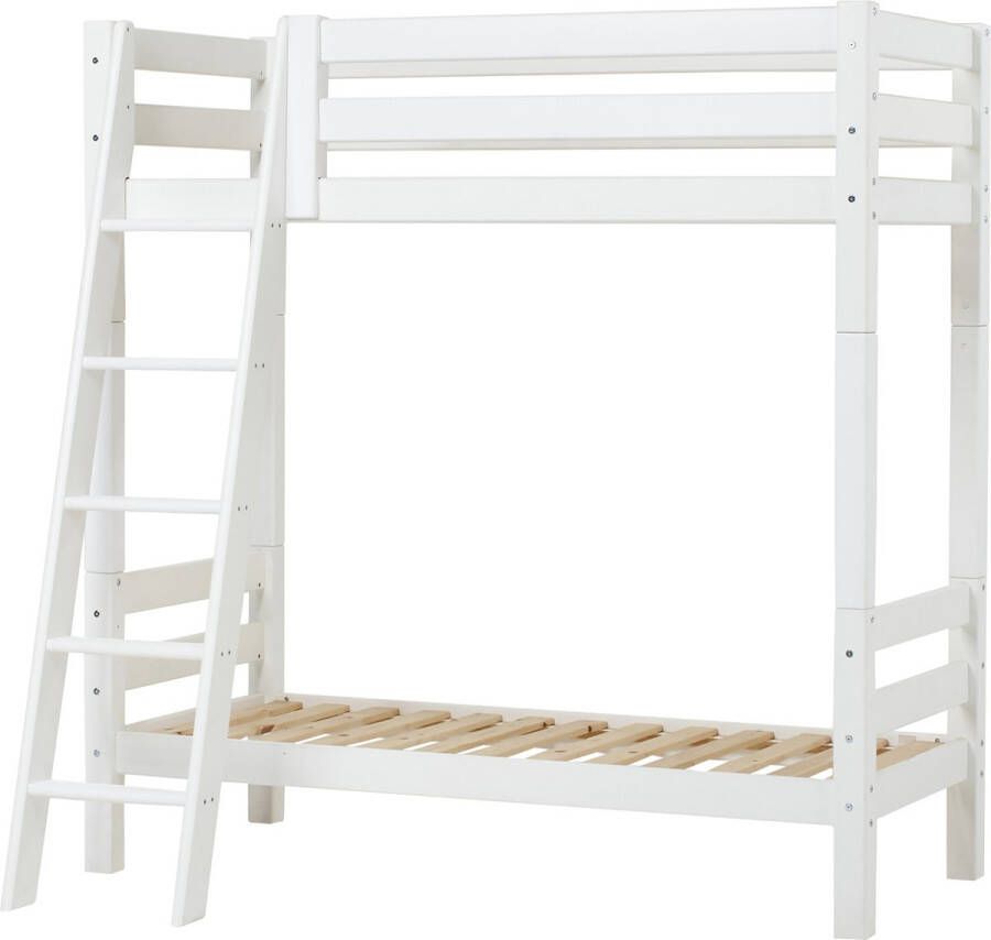 Hoppekids ECO Luxury Hoogslaper met schuine ladder 70x160 cm Wit