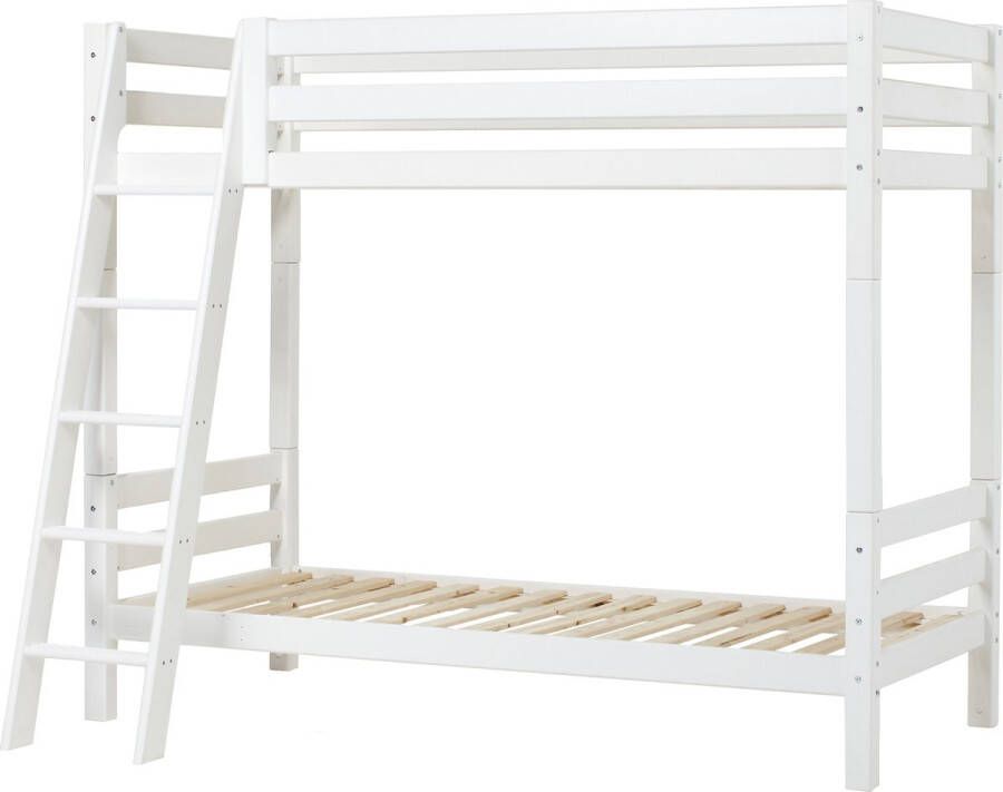 Hoppekids ECO Luxury Hoogslaper met schuine ladder 90x200 cm Wit