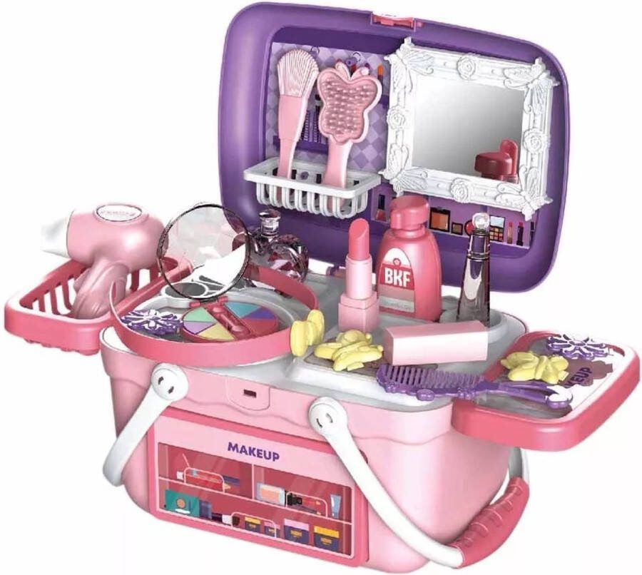 Hoppline Beautycase voor kinderen speelgoed make up koffertje 24 x 16 5 x 14 cm