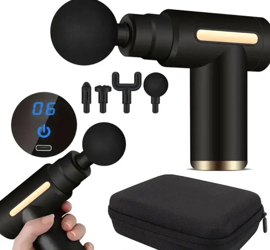 HorecaOgen Massage gun lichaamsspiermassagegun met opbergdoos 4 vervangende accessoirekoppen professioneel massagegereedschap voor het hele lichaam cadeaus voor vrouwen mannen vaderdagcadeau moederdagcadeau