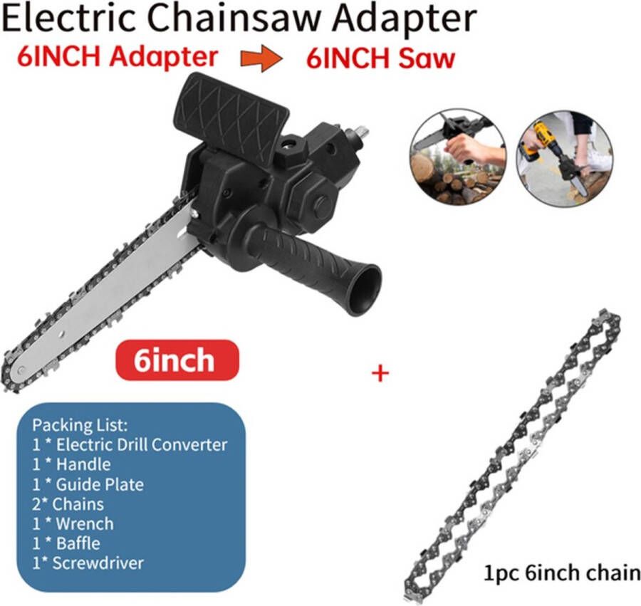 Horn-0526 Nieuw kettingzaag. Elektrische Boor Converter naar kettingzaag 6 INCH